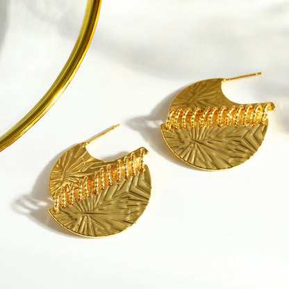 Semicircle Stud Earrings For Women In Copper With 18K Real Gold Electroplated Finish