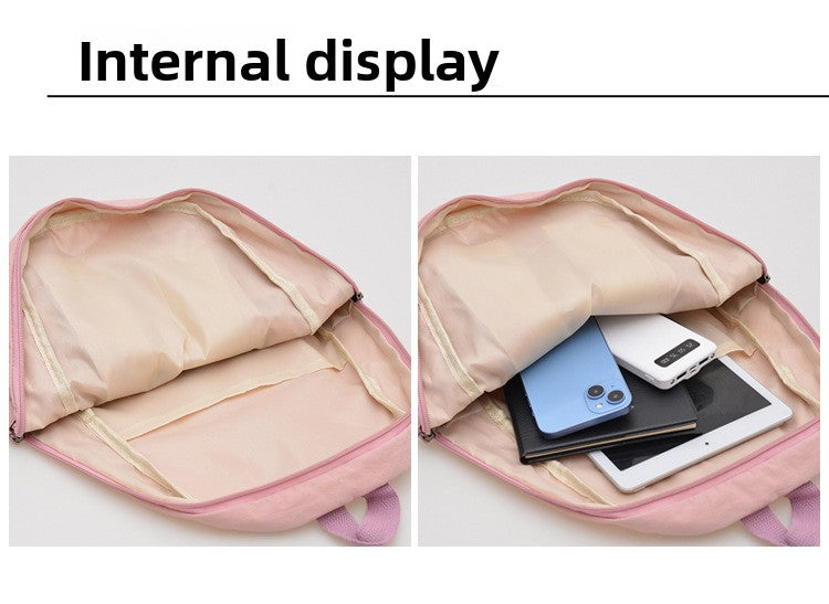 Solid Color Nylon Casual Backpack For Girls, Stylish And Durable