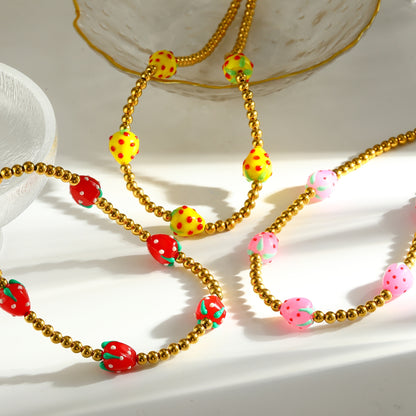 Sweet Round Pendant Necklace For Women In 303 Stainless Steel With 18K Real Gold Plated Beaded Chain