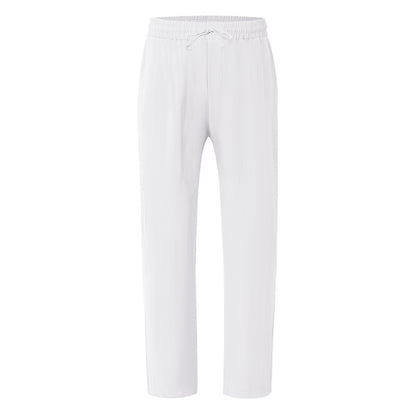 Men's Casual Solid Color Full Length Linen Casual Pants For Everyday Wear