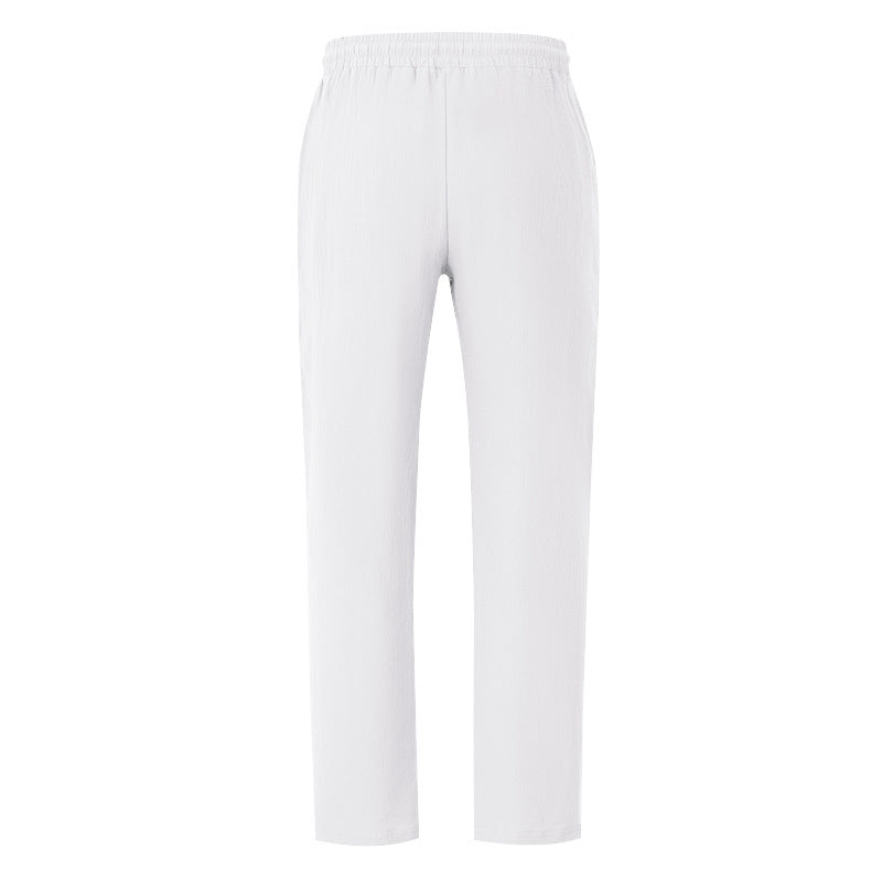 Men's Casual Solid Color Full Length Linen Casual Pants For Everyday Wear