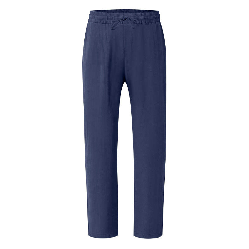 Men's Casual Solid Color Full Length Linen Casual Pants For Everyday Wear