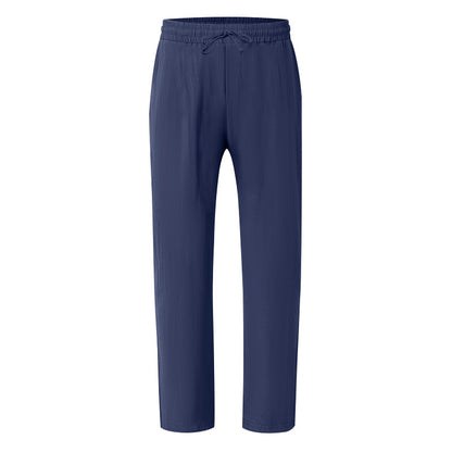 Men's Casual Solid Color Full Length Linen Casual Pants For Everyday Wear