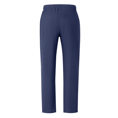 Men's Casual Solid Color Full Length Linen Casual Pants For Everyday Wear