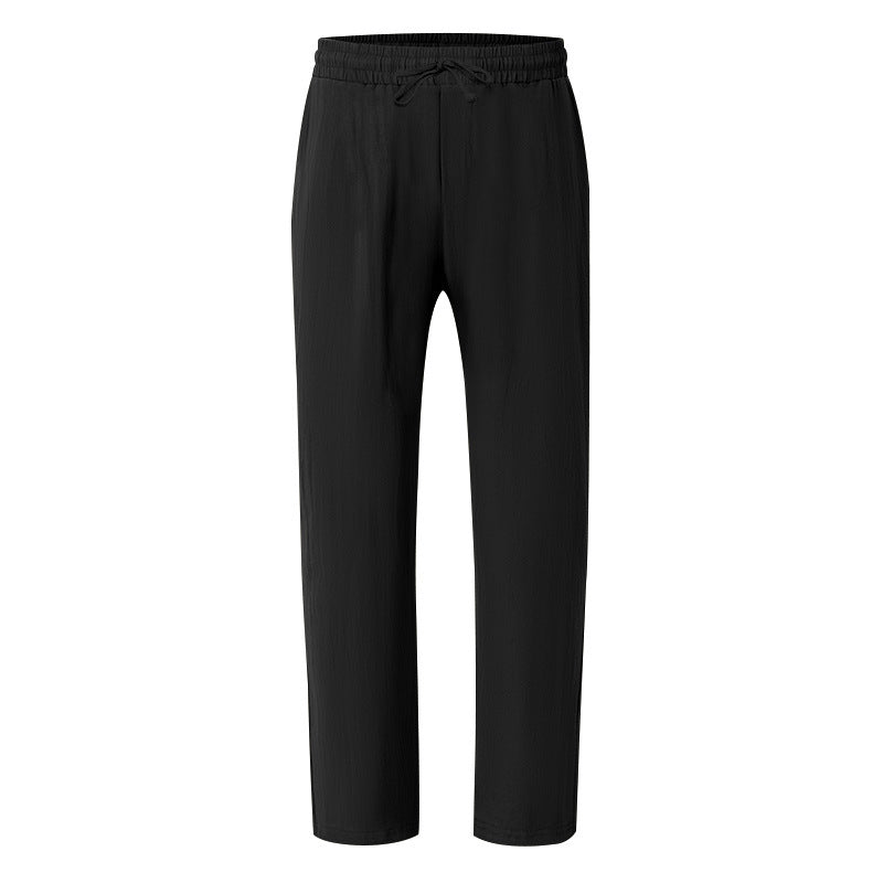 Men's Casual Solid Color Full Length Linen Casual Pants For Everyday Wear