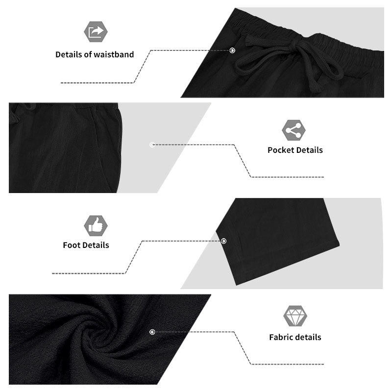 Men's Casual Solid Color Full Length Linen Casual Pants For Everyday Wear