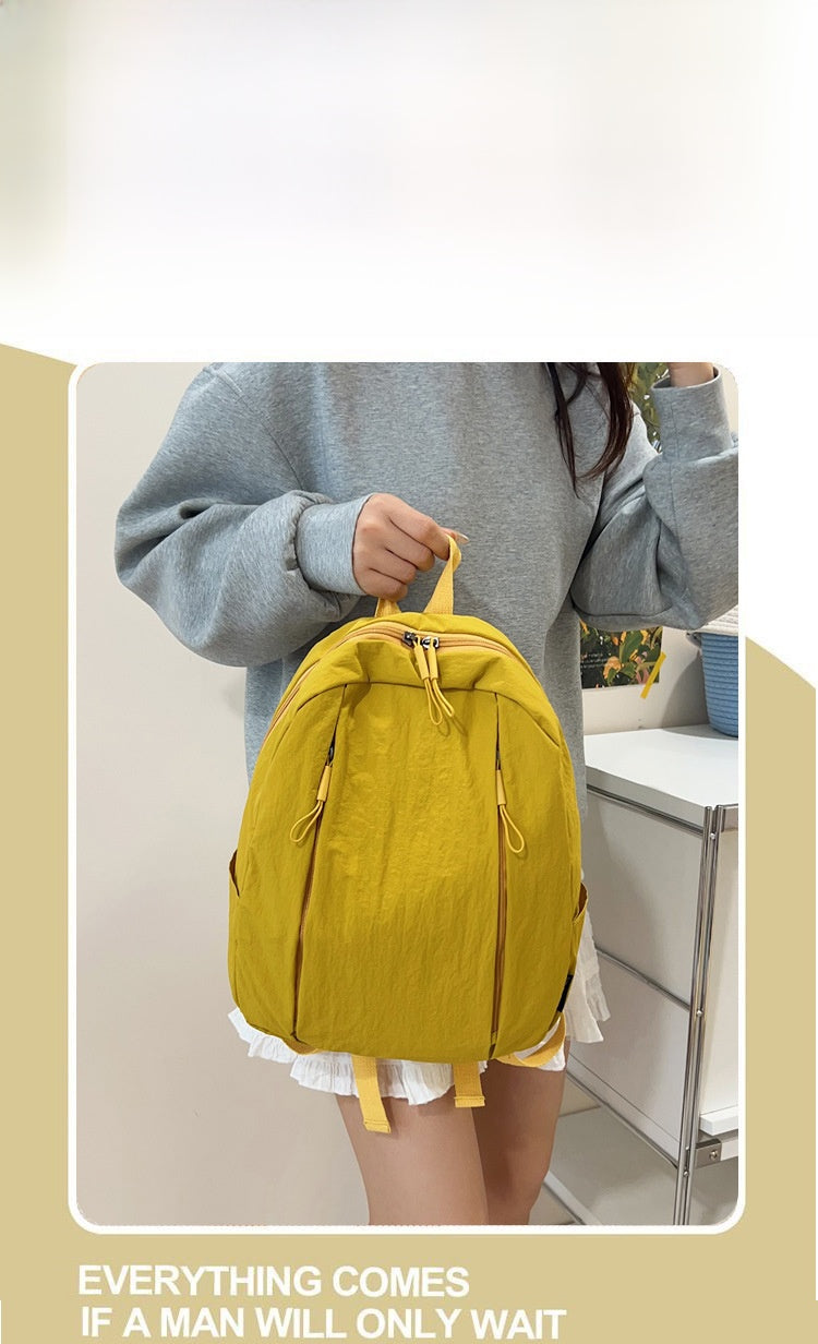 Solid Color Nylon Casual Backpack For Girls, Stylish And Durable