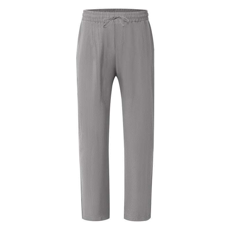 Men's Casual Solid Color Full Length Linen Casual Pants For Everyday Wear