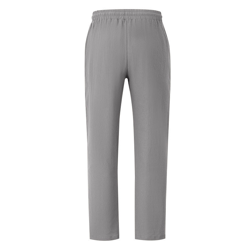 Men's Casual Solid Color Full Length Linen Casual Pants For Everyday Wear