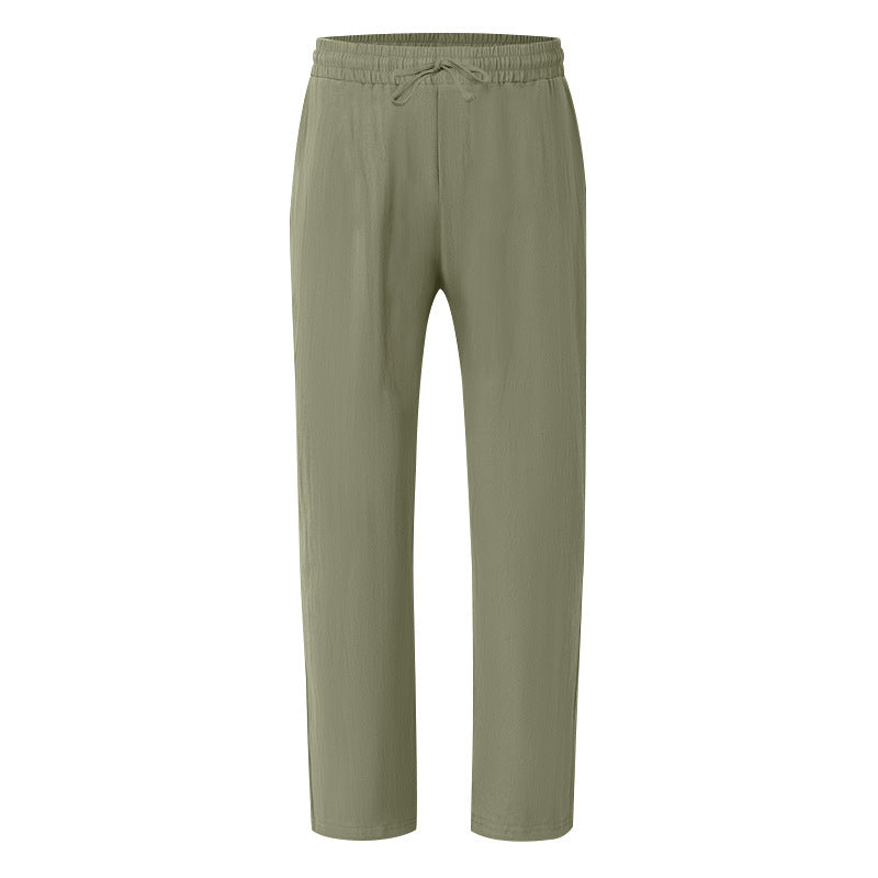 Men's Casual Solid Color Full Length Linen Casual Pants For Everyday Wear