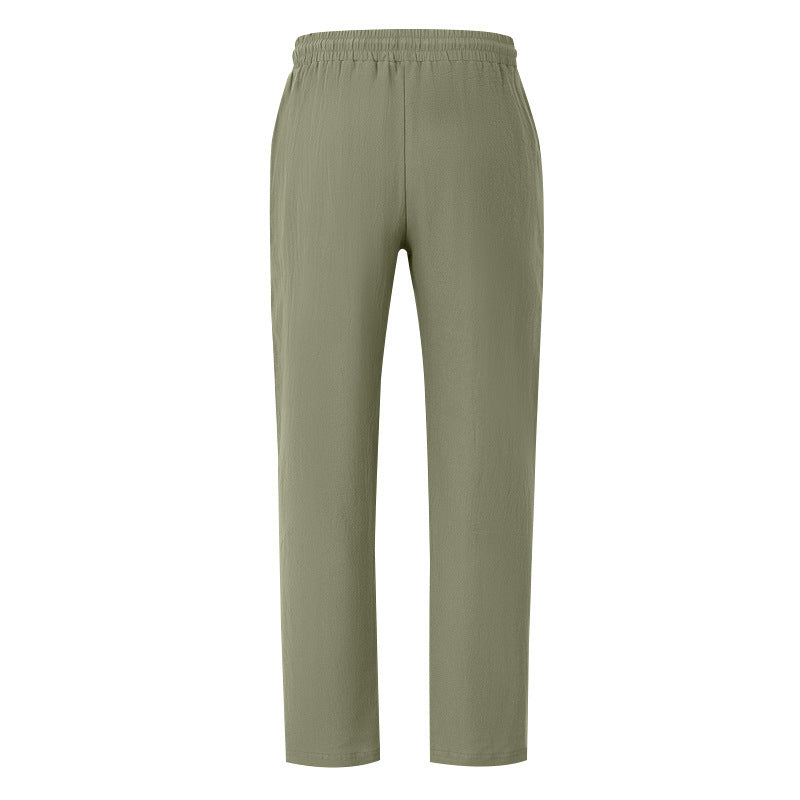 Men's Casual Solid Color Full Length Linen Casual Pants For Everyday Wear