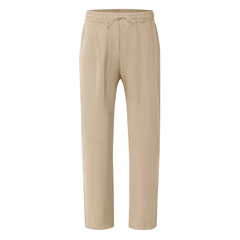 Men's Casual Solid Color Full Length Linen Casual Pants For Everyday Wear