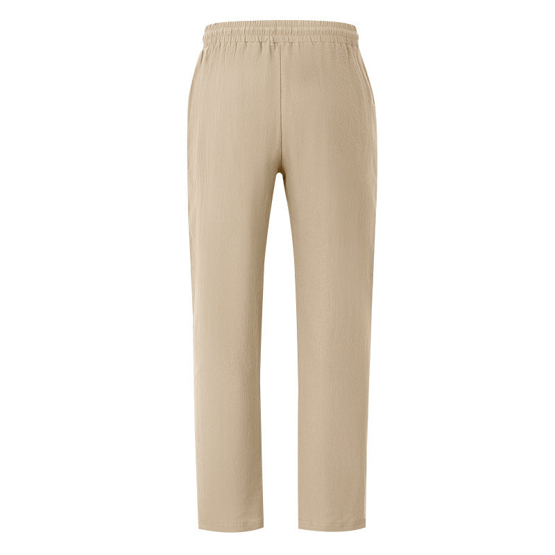 Men's Casual Solid Color Full Length Linen Casual Pants For Everyday Wear