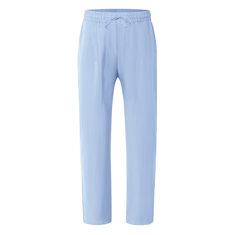 Men's Casual Solid Color Full Length Linen Casual Pants For Everyday Wear