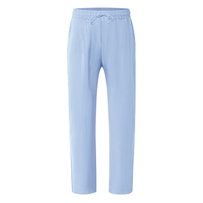 Men's Casual Solid Color Full Length Linen Casual Pants For Everyday Wear
