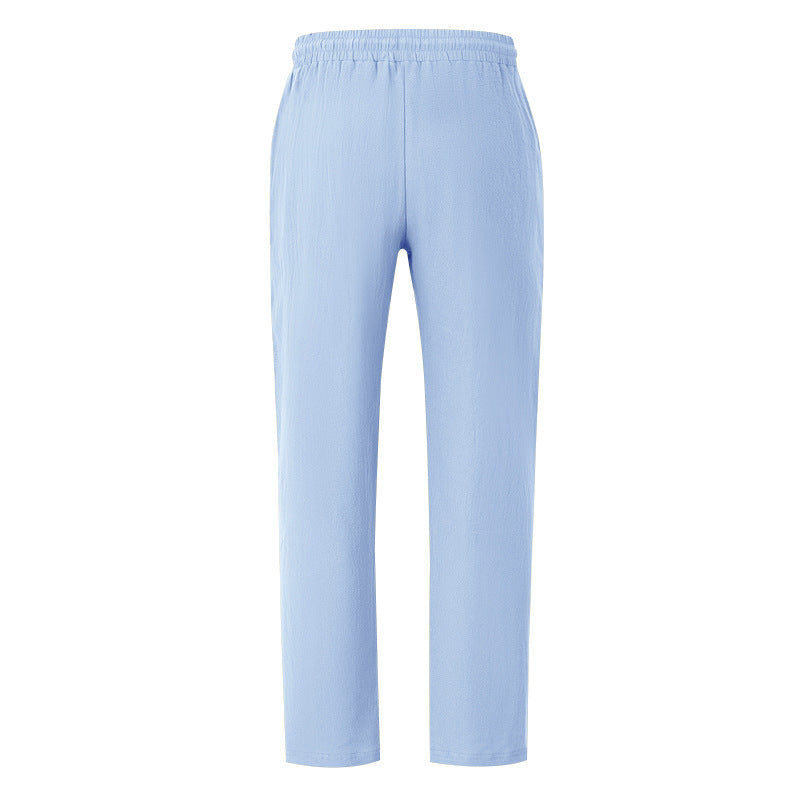 Men's Casual Solid Color Full Length Linen Casual Pants For Everyday Wear