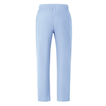 Men's Casual Solid Color Full Length Linen Casual Pants For Everyday Wear