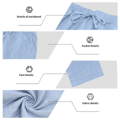 Men's Casual Solid Color Full Length Linen Casual Pants For Everyday Wear