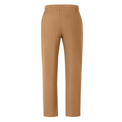 Men's Casual Solid Color Full Length Linen Casual Pants For Everyday Wear