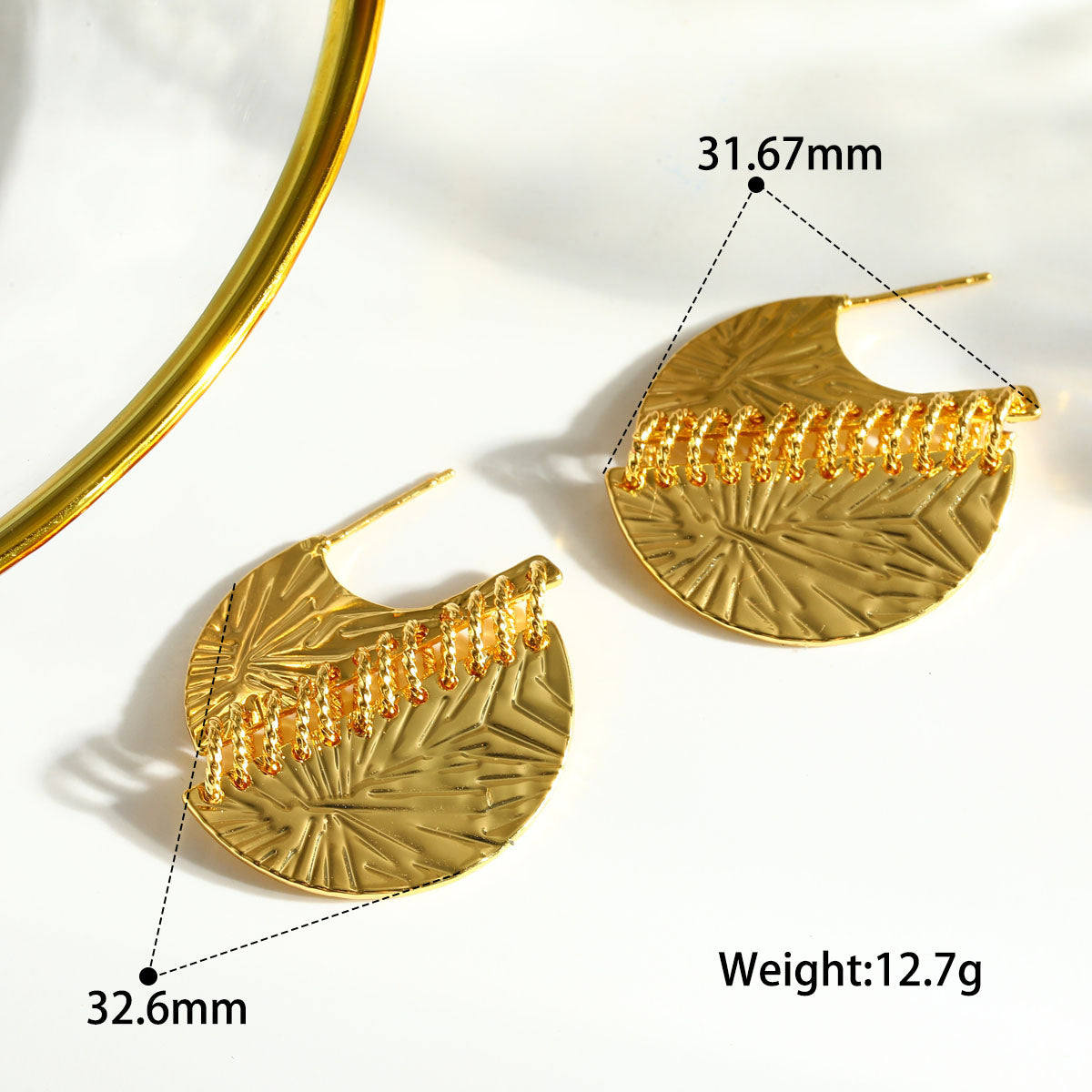 Semicircle Stud Earrings For Women In Copper With 18K Real Gold Electroplated Finish