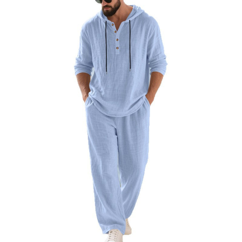 Men's Casual Linen Pants Co-ord Set In Army Green, Perfect For Everyday Casual Wear