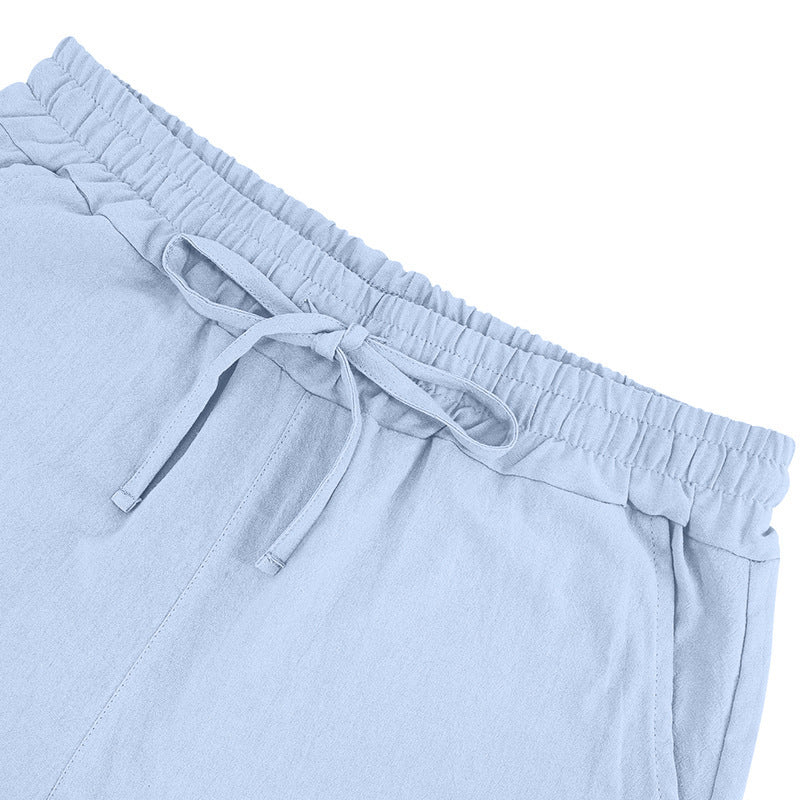 Men's Casual Beach Shorts Co-ord Set In Army Green Linen With Shirt Collar For Comfortable Summer Wear