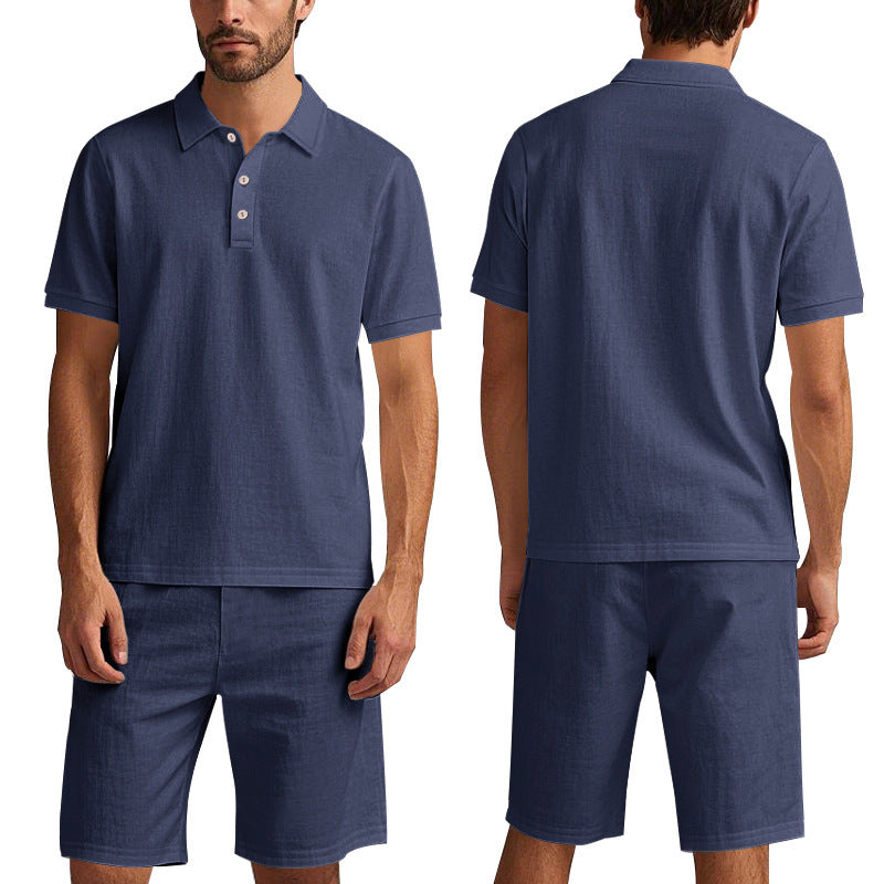 Men's Casual Beach Shorts Co-ord Set In Army Green Linen With Shirt Collar For Comfortable Summer Wear