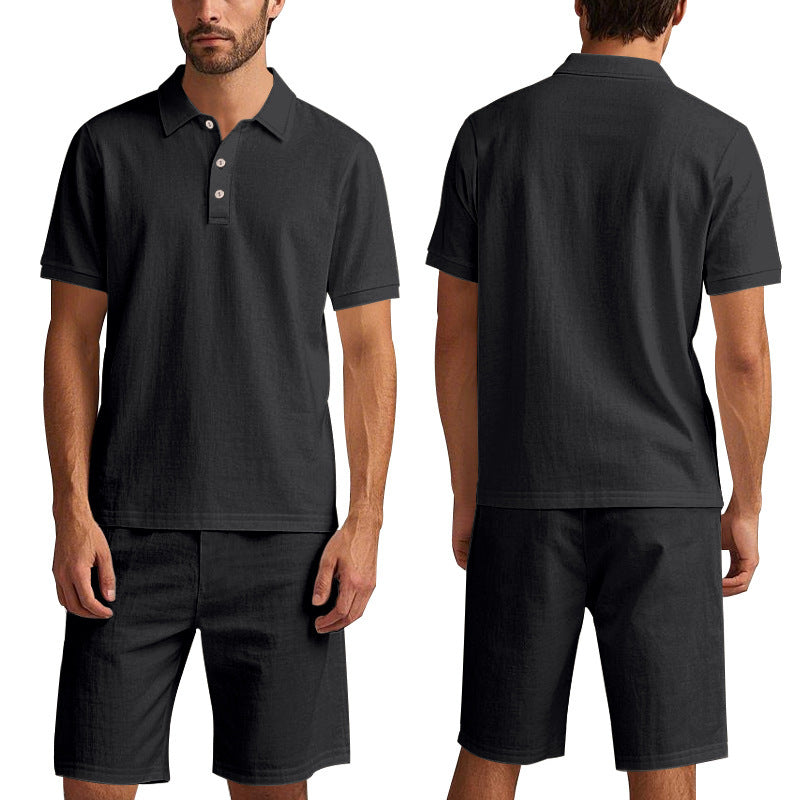 Men's Casual Beach Shorts Co-ord Set In Army Green Linen With Shirt Collar For Comfortable Summer Wear