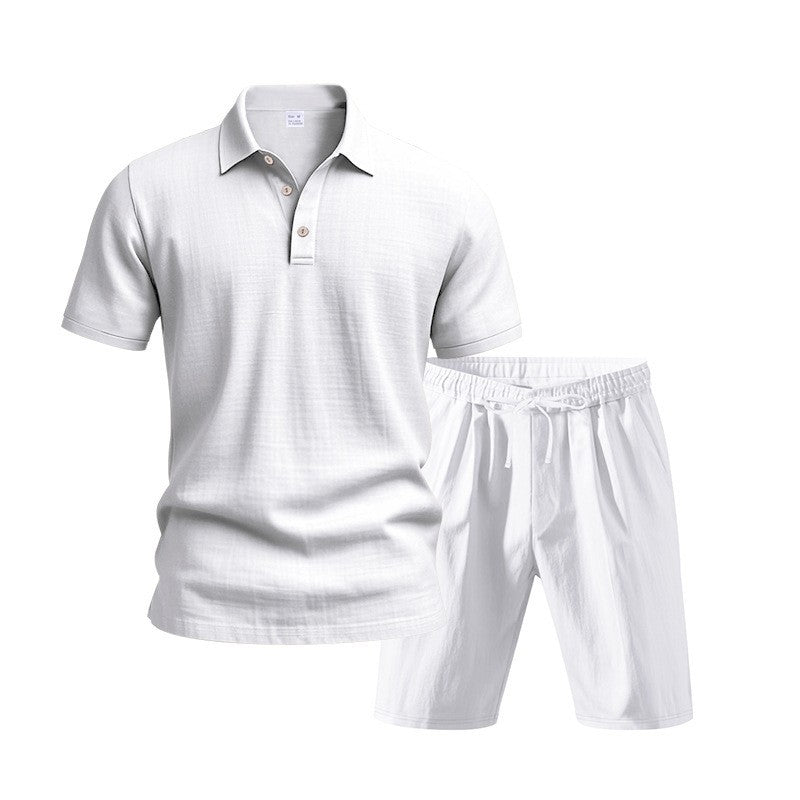 Men's Casual Beach Shorts Co-ord Set In Army Green Linen With Shirt Collar For Comfortable Summer Wear