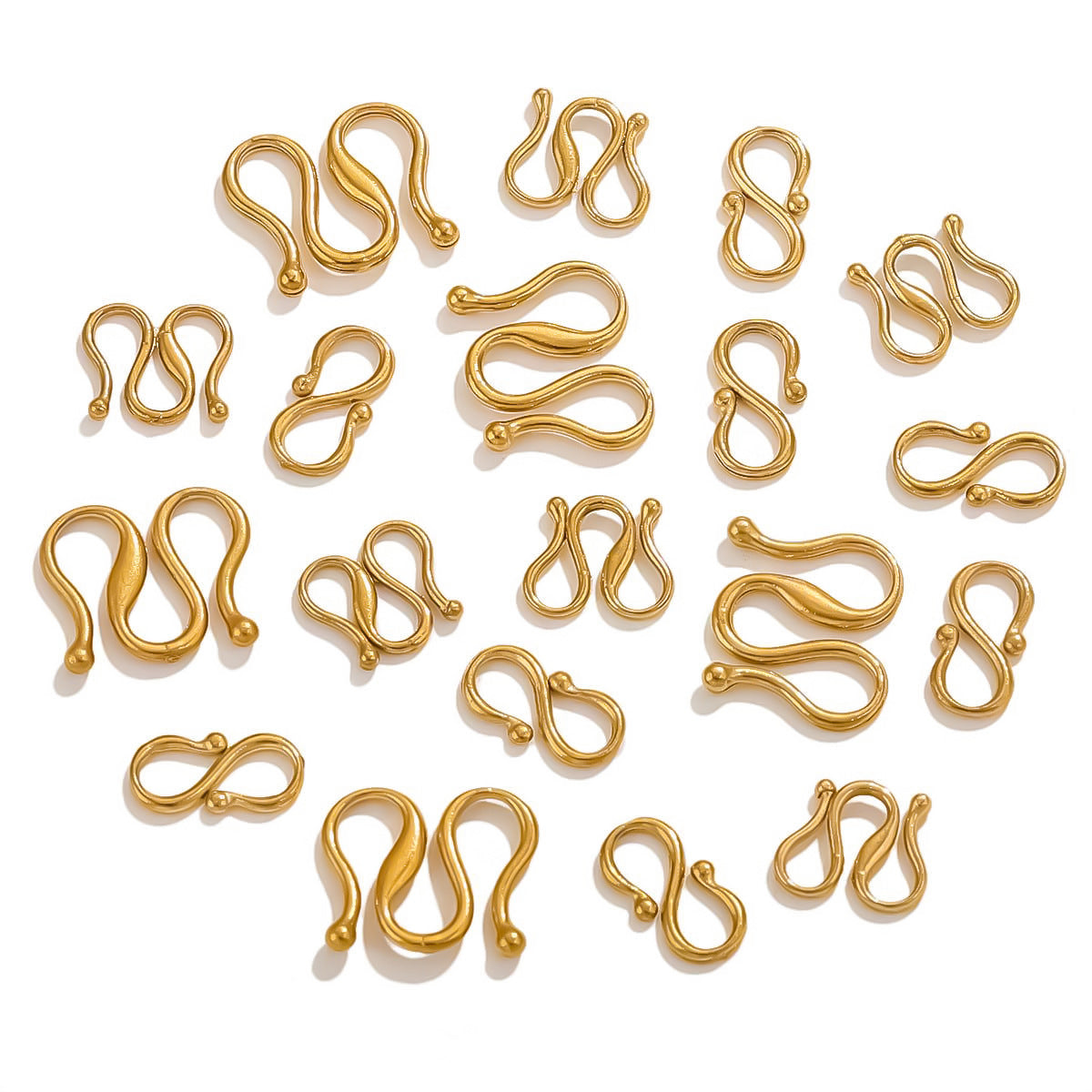 Handmade Jewelry Connectors With PVD Coated Electroplated Golden Finish Featuring S Hook Clasp Fish Hook Closure
