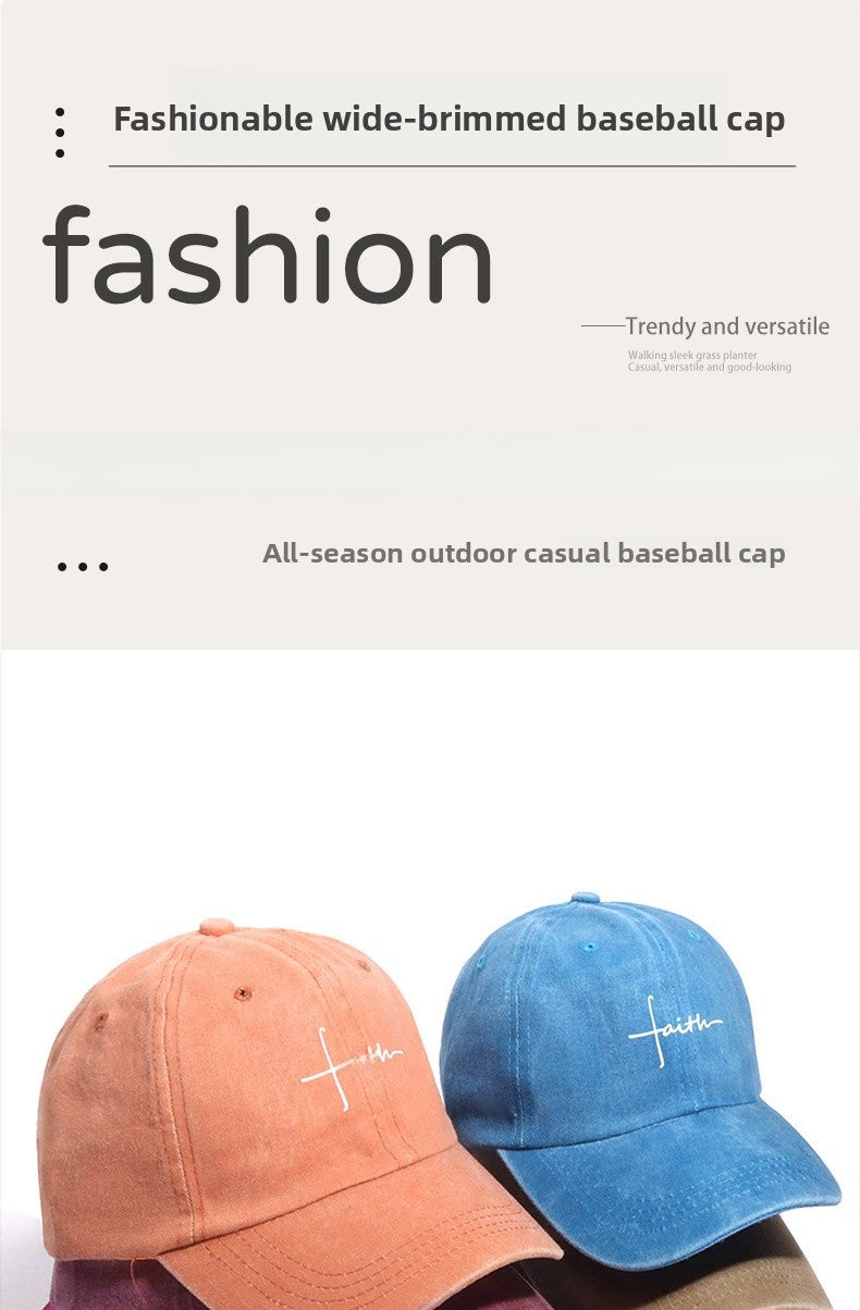 Wide Brim Baseball Cap With Printing Craft In Polyester Material, Available In Khaki For Spring & Summer