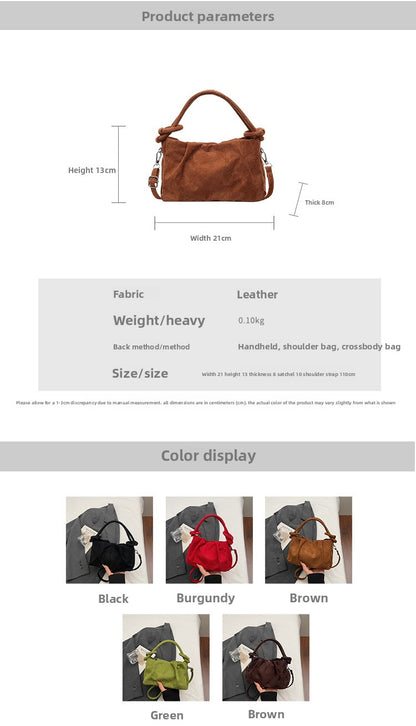 Square Flannel Shoulder Bag With Folds Design For Women