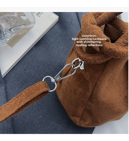 Square Flannel Shoulder Bag With Folds Design For Women