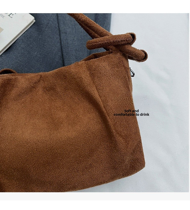 Square Flannel Shoulder Bag With Folds Design For Women