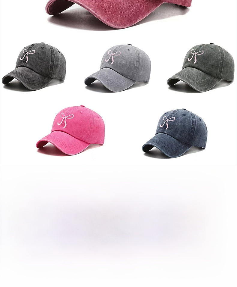 Modern Style Baseball Cap With Curved Brim Featuring Bow Tie Design In Grey, Made Of Polyester With Printing Craft