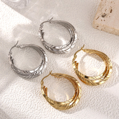 Geometric Earrings For Women Featuring Electroplated 304 Stainless Steel With 18K Real Gold Plated PVD Coating