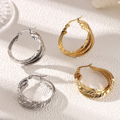 Geometric Earrings For Women Featuring Electroplated 304 Stainless Steel With 18K Real Gold Plated PVD Coating