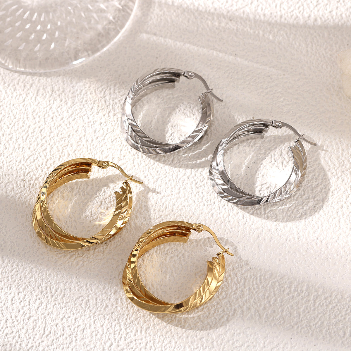 Geometric Earrings For Women Featuring Electroplated 304 Stainless Steel With 18K Real Gold Plated PVD Coating