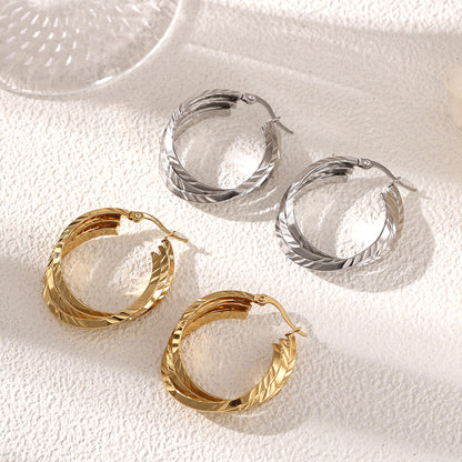 Geometric Earrings For Women Featuring Electroplated 304 Stainless Steel With 18K Real Gold Plated PVD Coating