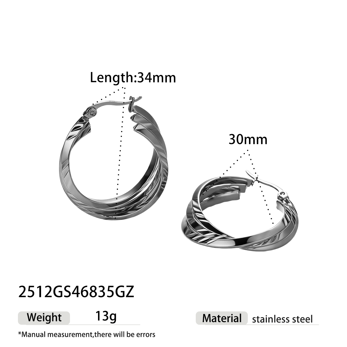 Geometric Earrings For Women Featuring Electroplated 304 Stainless Steel With 18K Real Gold Plated PVD Coating