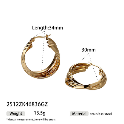 Geometric Earrings For Women Featuring Electroplated 304 Stainless Steel With 18K Real Gold Plated PVD Coating