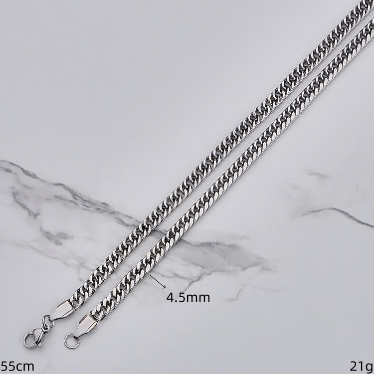 Polished 201 Stainless Steel Men's Necklace For Everyday Wear Featuring 18K Real Gold Plated Cuban Link Chain Curb Chain