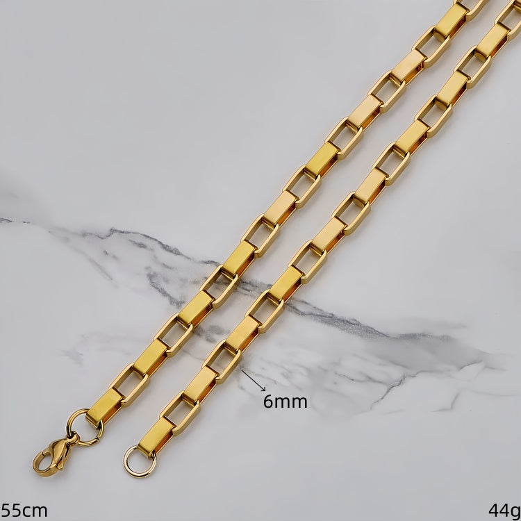 Polished 201 Stainless Steel Men's Necklace For Everyday Wear Featuring 18K Real Gold Plated Cuban Link Chain Curb Chain