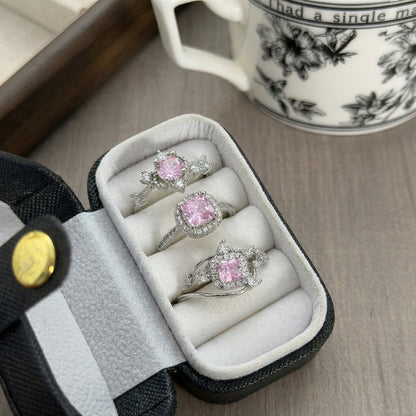Sweet Round Open Ring For Women In Copper With Zircon Inlay