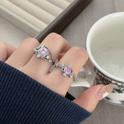 Sweet Round Open Ring For Women In Copper With Zircon Inlay