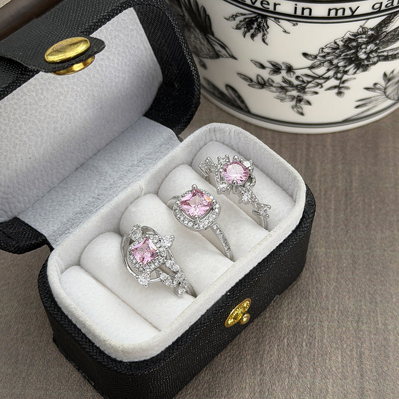 Sweet Round Open Ring For Women In Copper With Zircon Inlay