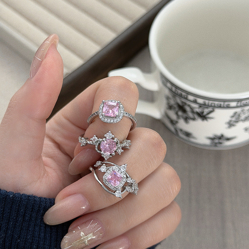 Sweet Round Open Ring For Women In Copper With Zircon Inlay