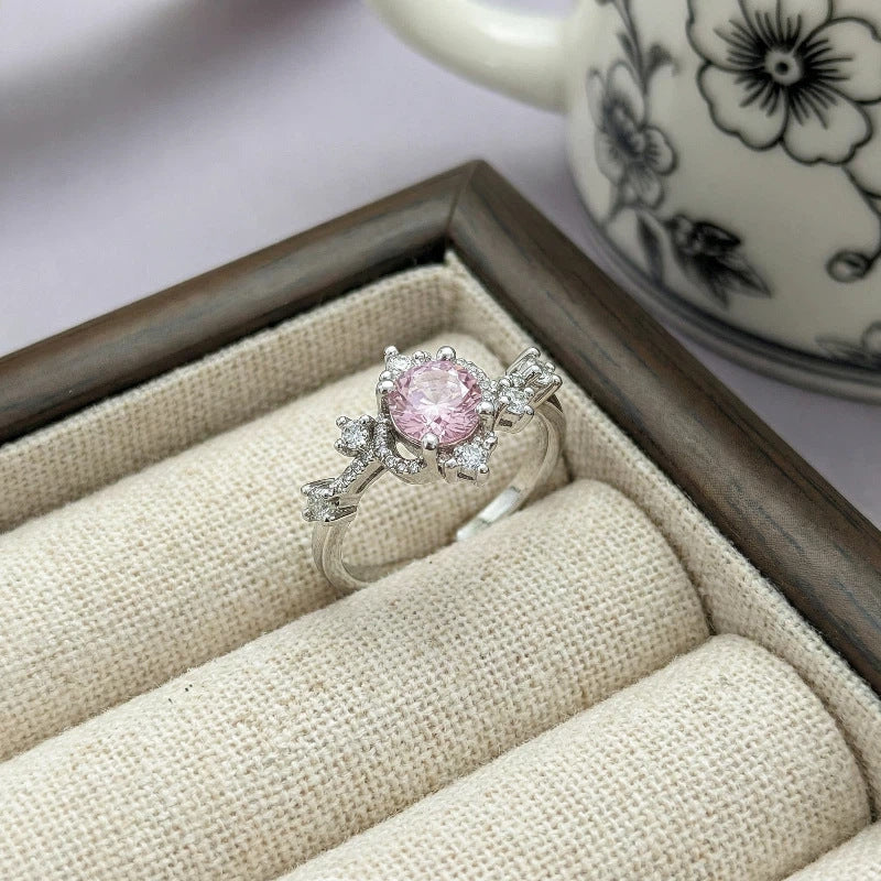 Sweet Round Open Ring For Women In Copper With Zircon Inlay
