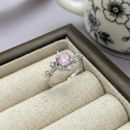 Sweet Round Open Ring For Women In Copper With Zircon Inlay