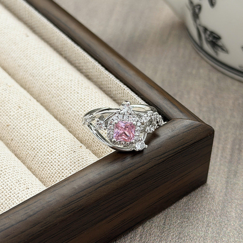 Sweet Round Open Ring For Women In Copper With Zircon Inlay